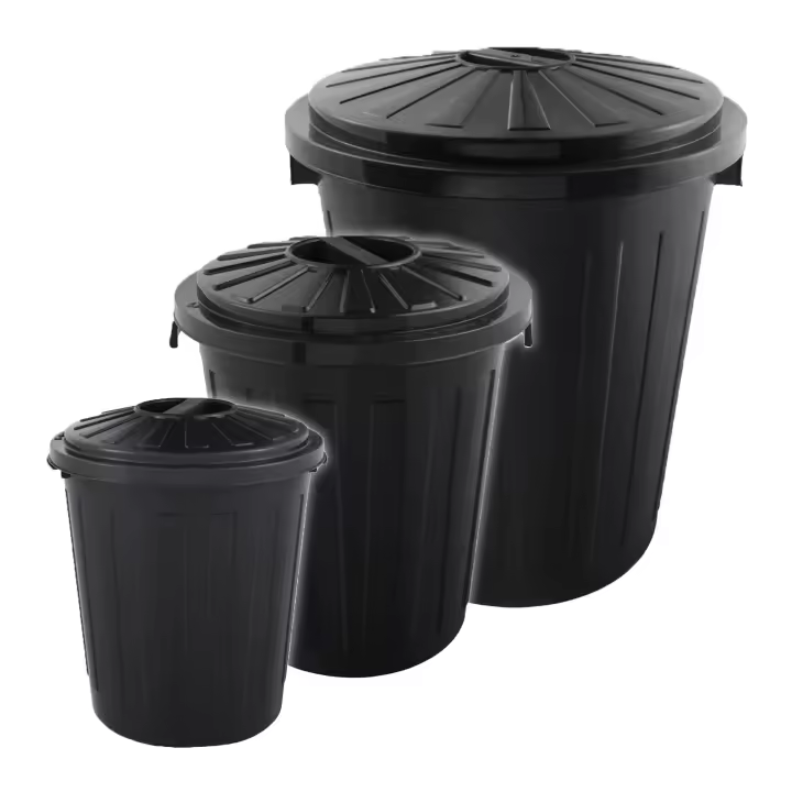 Keeeper Set de 3 Cubos de Basura/papelera Polivalente Mats Plástico Resistente 7/23/50 Litros Grafito - 1