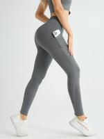 Leggings De Cintura Alta Para Mujer Con Bolsillos Yoga Fitness Running Sportswear De Color Sólido Estilo Elegante Y Cómodo - details 22