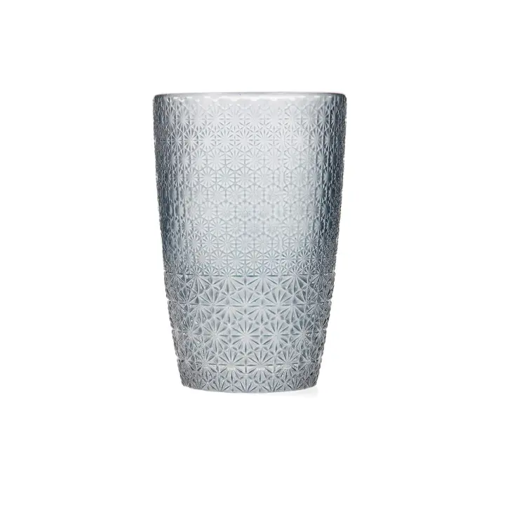 BIDASOA IKONIC Caja 6 Vasos Altos Vidrio 35CL Gris Brillo Fácil de limpiar Reciclable - 1
