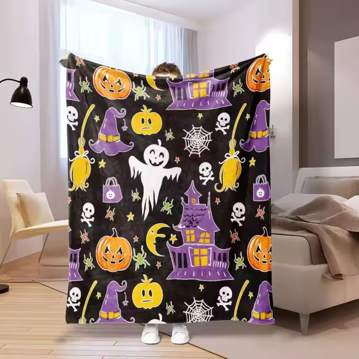 Manta De Terciopelo Para Noche Unicornio Dinosaurio Halloween Fútbol Cálida Suave Suave Anti-pelusa Para Niños - 1