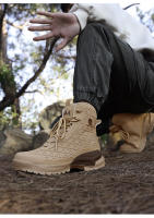 Botas De Trabajo Para Hombre De Cuero De Alta Calidad Botas De Combate Deserticas Antideslizantes Para Senderismo Y Motocicleta - details 9