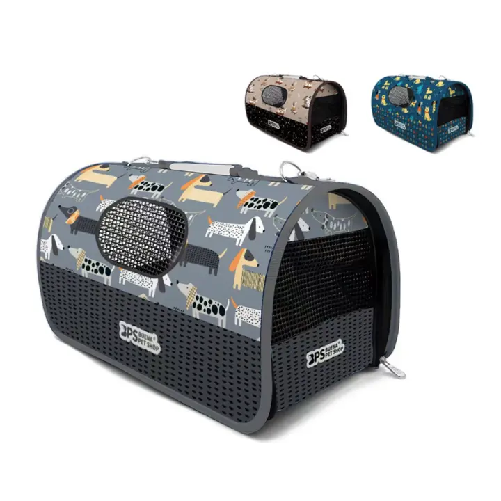 AKASA - Transportin negro o gris para mascotas, mochila con rejilla de ventilacion para perros y gatos, Bolsa de transporte con cremallera y asa para cachorros, varios tamaños. - 1