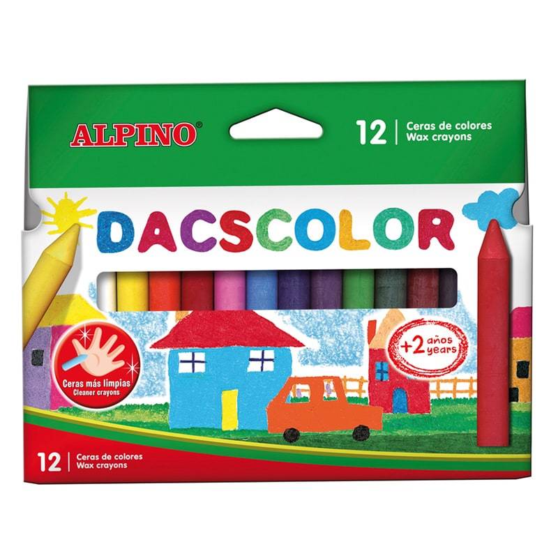 CERAS BLANDAS CAJA 12 COLORES DACS - LOS COLORES SE PUEDEN MEZCLAR Y NO MANCHAN - COLORES BLANDOS Y CON TRAZO SUAVE