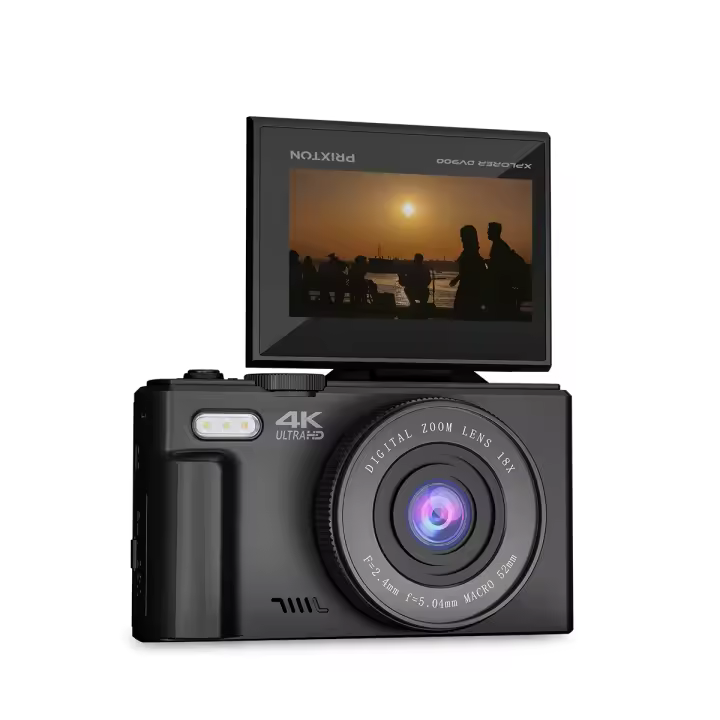 PRIXTON Cámara Digital XPLORER DV900, WiFi, App Móvil, Pantalla Giratoria LCD IPS, Resolución 4K y 64M, 9 Funciones de Cámara, Batería extraíble Recargable, Autonomía 1,5h, Tarjeta SD hasta 128GB - 1