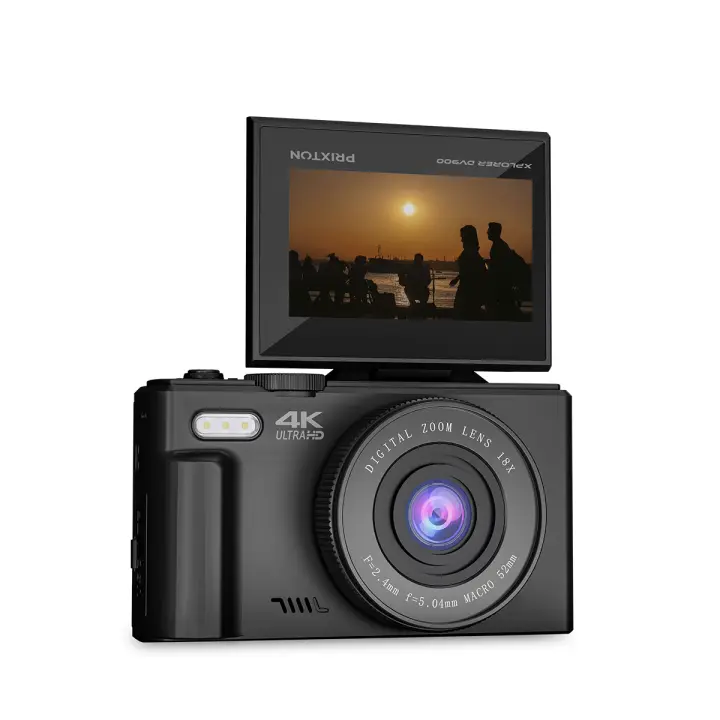 PRIXTON Cámara Digital XPLORER DV900, WiFi, App Móvil, Pantalla Giratoria LCD IPS, Resolución 4K y 64M, 9 Funciones de Cámara, Batería extraíble Recargable, Autonomía 1,5h, Tarjeta SD hasta 128GB - 1