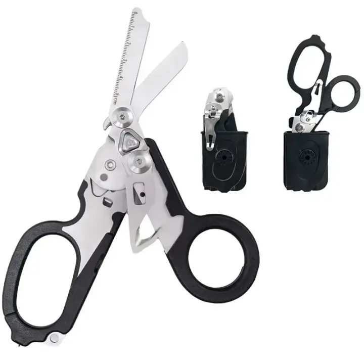 Tijeras De Emergencia Médica Plegables 6 En 1 Kit De Primeros Auxilios Para Supervivencia Al Aire Libre Herramienta EDC Con Funda Accesorio - 1