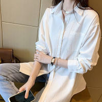 Blusa Blanca Para Mujer Xpqbb 2024 Manga Larga Cuello En V Casual Suéter De Solapa Blanca Abrigo De Verano De Primavera Otoño - details 1