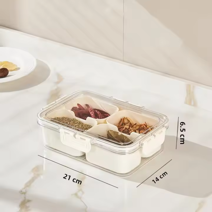 Caja De Almacenamiento Portátil Para Cocina Con 8 Compartimentos Divididos Para Seasoning Frutas Y Snacks Caja De Conservación De Alimentos Estilo Moderno - 1