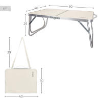 Aktive - Mesa baja plegable camping, color crema, 60x40x25 cm, patas y tablero plegables, máx. 20 kg, aluminio y madera MDF, antideslizante, antivuelco, plegado compacto, mesa portátil, resistente y duradera, cierre de seguridad, asa de hombro y de mano - details 3