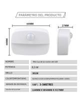 Luz Nocturna LED Con Sensor De Movimiento Para Interior Pega En La Pared Iluminación Para Pasillo Escalera Baño Armario Dormitorio Batería Incluida - details 4
