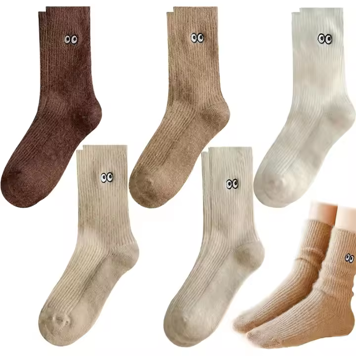 5 Pares Calcetines Mujer, Calcetines Termicos Mujer, Calcetines Mujer Invierno, Calcetines de Lana Cálidos para Mujer, Calcetines Invierno Unisex, Regalos para Mujer - 1
