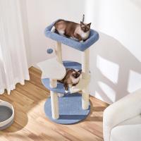 Árbol Rascador para Gatos Torre con Soporte en Forma de Pez Sisal Tazón de Gato Transparente 48.5x48.5x90 cm Azul y Beige - details 2