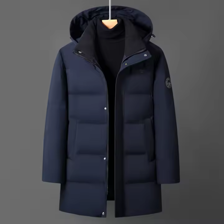 Chaqueta De Plumón De Pato Blanco Para Hombre Chaqueta De Invierno Con Capucha Largo Chaqueta De Plumón De Alta Calidad Tipo De Cierre De Cremallera Estilo Casual - 1