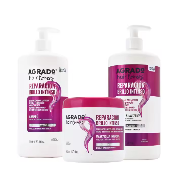 Agrado - Pack Brillo Intenso - Champú, Suavizante y Mascarilla - 1
