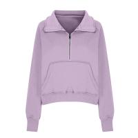 Nueva Sudadera De Mujer Con Capucha Cuello Erguido Otoño Invierno Color Sólido Fleece Manga Larga Bolsillos Cierre Media Pullover Suave - details 65
