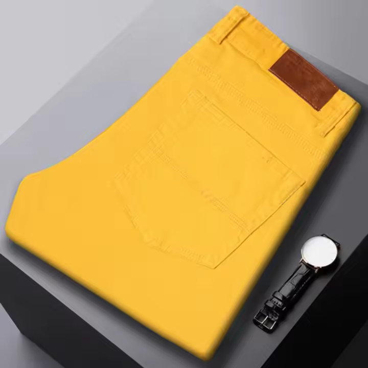 Nuevos Jeans Amarillos Rojos Y Blancos De Alta Calidad Para Hombres Cintura Alta Pantalones Casuales De Denuedo Clásicos De Marca 2024 Primavera Otoño - 1