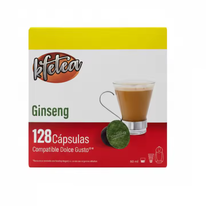 Kfetea - Ginseng. 128 Capsulas Compatibles Dolce Gusto (Formato 8x16 uds). Extra Sabor y Energía. Alta Calidad - 1