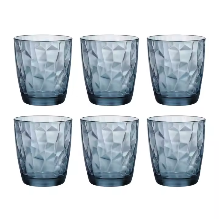 BORMIOLI ROCCO DIAMOND 6 Vaso Bajo Vidrio 30CL Transparente Con relieve Fabricado en Italia Ecológico - 1