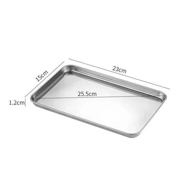 Plato De Servicio De Acero Inoxidable Rectangular Para Alimentos Bandeja Para Comida Organizador De Alimentos Presentación De Arroz Y Fideos - 1