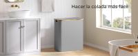 SONGMICS Cesto de Ropa Sucia con Tapa, Gran Cesta Colada de 3 Secciones, 150 L, Forro de Malla Extraíble, Tejido Oxford, Asas Bambú, Plegable, 60 x 38,5 x 70,5 cm, Gris Paloma/Negro Tinta/Blanco Crema/Marrón Camello - details 0