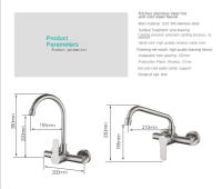 Grifo giratorio De acero inoxidable para cocina, grifería De doble orificio para montaje en pared, frío y caliente, para balcón - details 4