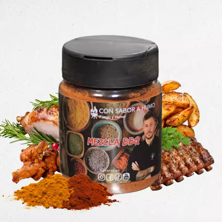 Mezcla de Especias para Barbacoa, 100g, Tarro, Artesanal, Pimentón Dulce y Especias, Sin Alérgenos CON SABOR A HUMO FUEGO Y HUMO - 1