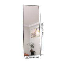 Espejo de Cuerpo Entero 1650x600 mm, Marco de Aluminio Negro, Espejo de Pie Curvo Grande – Ideal para Dormitorio, Sala de Estar, Estilo Moderno - details 0
