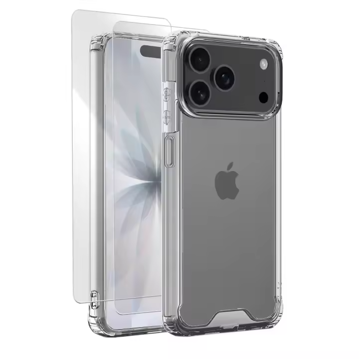 Funda + Protector Pantalla Cristal Opcional para iPhone 17 Pro Carcasa Reforzada, Antigolpes, Transparente - Meloenvias