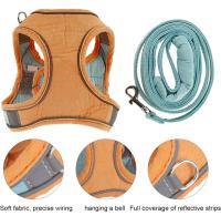 Correa para Gatos, Suave, Transpirable, Mantiene a La Mascota Cómoda, Color Bloqueado, Reflectante, Ajustable, a Prueba de Escape, Chaleco Pequeño para Caminar, Trotar(Azul Naranja M) - details 4