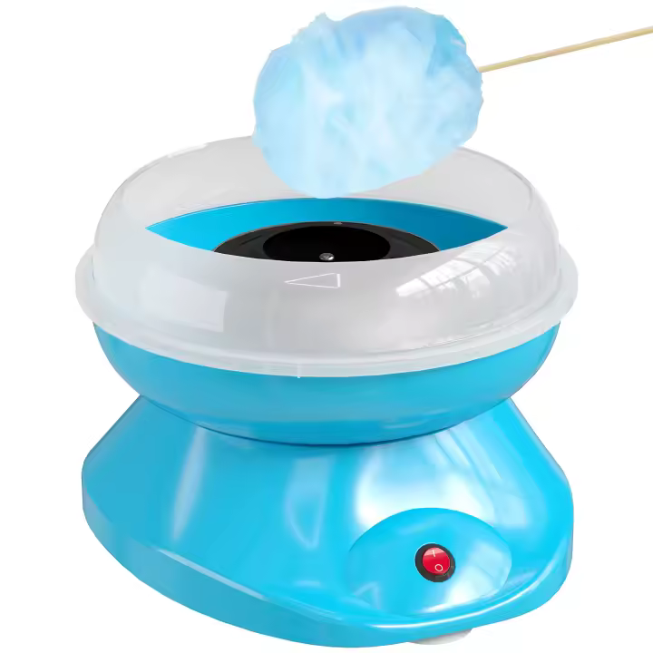 HOMCOM Máquina de Algodón de Azúcar, 450W-550W, Máquina para Hacer Algodón de Azúcar con 10 Palitos, para Fiestas de Cumpleaños Infantiles, en Casa, 27x26x18 cm, Azul - 1