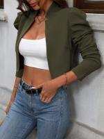 Chaqueta De Casualidad Corta Con Manga Larga Estilo Europeo Y Americano Versátil Para Mujer Top De Poliéster Cierre Abierto - details 21