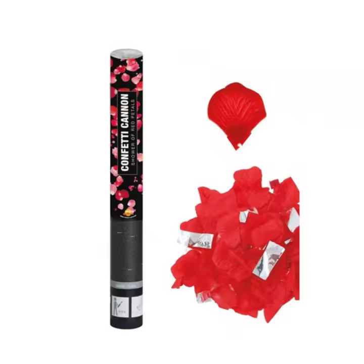 Guirca Cañón Kabuki o tubo de Pétalos de rosa rojos de 50 cm para Bodas - 1