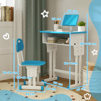 HOMCOM Juego de Escritorio y Silla para Niños de 6-12 Años Pupitre Infantil Altura Ajustable con 1 Cajón 1 Ranura para Lápiz y 1 Estante para Libros Acero 60x45x90-102 cm - details 2