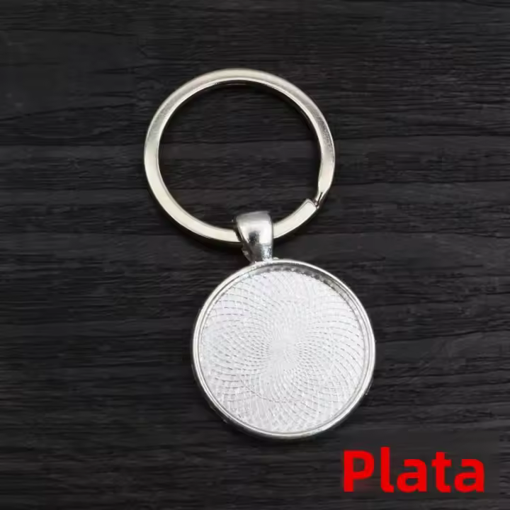 5pcs Llavero Con Colgante Base De Cabochón De Vidrio Cameo Blanko Compatible Con 20 25 30mm Material Metálico Para DIY - 1