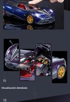 Modelo De Coche Diecast 1:24 Pagani Huayra Dinastia Con Luz Y Sonido Puertas Abiertas Colección De Juguetes Para Niños Regalo Vehículo De Carreras De 4 Puertas Material Aleación Metálica - details 11