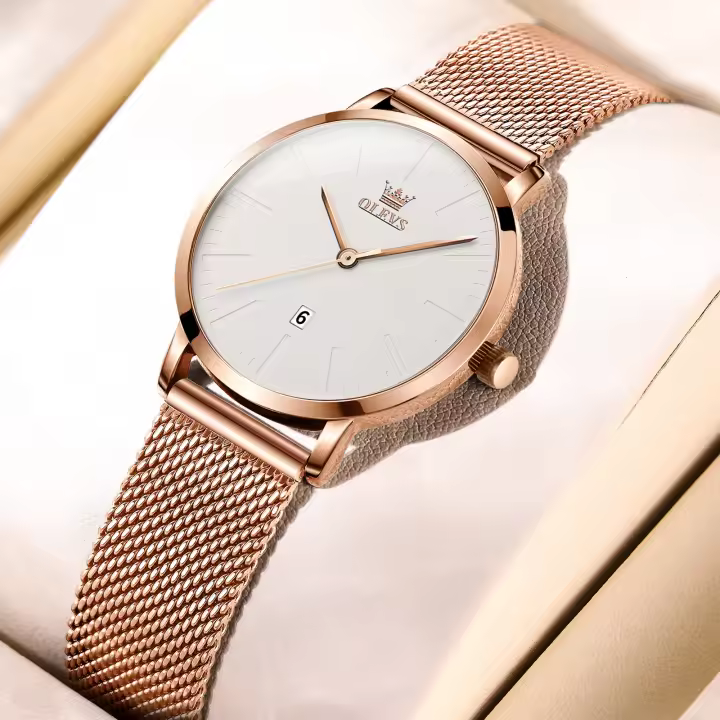 Reloj De Moda Elegante Para Mujer OLEVS De Acero Inoxidable Resistente Al Agua Cuarzo Reloj De Pulsera Simple Y Elegante - 1