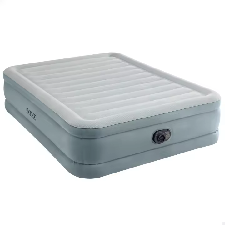 INTEX - Colchón hinchable Deluxe Premium Comfort doble, 152x203x46 cm, tecnología Fiber-Tech, bomba de aire incorporada, sistema inflado y desinflado, bolsa almacenaje, camas de aire, colchones hinchables, camping, cama matrimonio, habitación invitados - 1