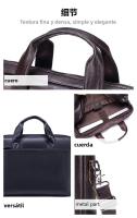 Bolso De Negocios Para Hombre De Cuero Genuino Gran Capacidad Con Computadora - Bolsa De Mano De Capa Superior De Vaca - details 7