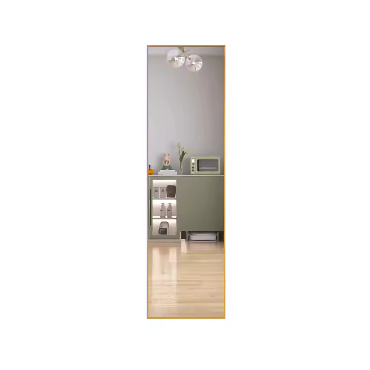 Espejo de Cuerpo Entero de Pie 140x40 cm, Marco de Aluminio Dorado, Vidrio Templado, Ajustable y Estable – Espejo Moderno para Dormitorio, Sala o Vestidor - 1
