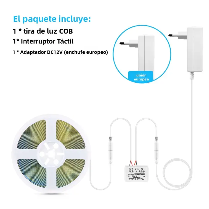 Tiras De LED COB 12V 320leds/m Con Sensor Táctil Y Interruptor Espejo Para Iluminación De Baño Escritorio De Vestido Vanidad - 1