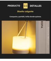 Lámpara De Noche LED Táctil Recargable Con Protección Ocular 3 Colores Regulables Iluminación Portátil Para Mesa Y Cama - details 6
