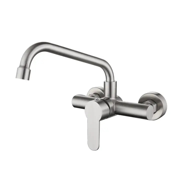 CA Grifo giratorio De Maple inoxydable para Cocina, grifería De Doble orificio para montaje en pared, frío y Caliente, para Balcón - 1