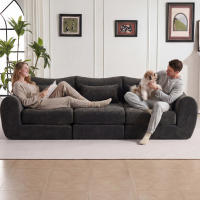 Sofá modular de pana, combinación libre sin herramientas, convertible en sofá cama de 3 plazas, no requiere montaje, ahorra espacio, ideal para salones y apartamentos pequeños - details 0