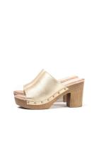 Paloma Wang sandalias mujer mules con tacón alto y plataforma efecto madera con tachas - details 3