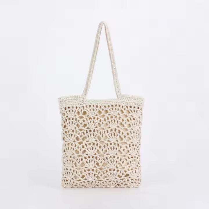 MOV Bolso tejido a crochet de estilo retro, ideal para el día a día, vacaciones en la playa y como bolso de mujer. - 1