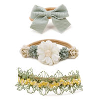 3pcs Diademas De Nylon Para Bebés Niñas Con Flores Y Lirios Coloridos Hechos a Mano Estilo Temporal Moda Cumpleaños - details 0
