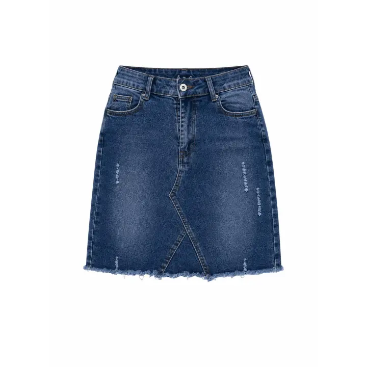 Falda vaquera casual y cómoda para primavera-verano, diseño urbano con cintura favorecedora y bolsillos funcionales, denim elástico lavado vintage ideal para looks informales diarios - 1
