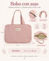 Bagsgarden- Bolso con Asas Rectangular de Algodón a Rayas - details 1