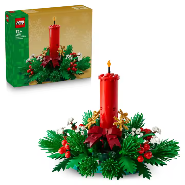 LEGO 40743 Centro de Mesa Navideño - Adorno de Navidad de Juguete con Vela Acebo Artificial, Estrellas Doradas y Hojas - Regalo de Manualidades para Niñas, Niños y Adolescentes de 12+ Años - 1