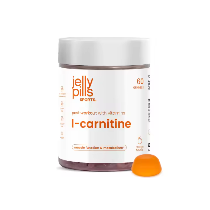 Gominolas de L-Carnitina con Vitaminas D3, B7 y Cromo - Apoyo al Metabolismo Energético - 60 Gummies Veganas - Sabor Naranja Natural - Función Muscular y Energía Jelly Pills Sports - para 1 mes - 1